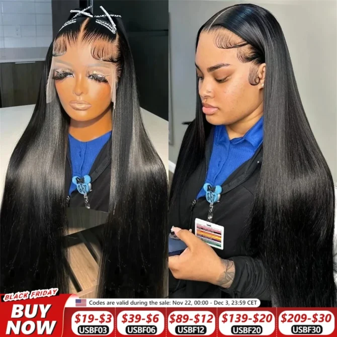 Straight Lace Front Wig 360 Full Lace Human Hair Wigs For Women 30 36 Inch 13x4 13X6 Bone Straight Transparent Lace Frontal Wig