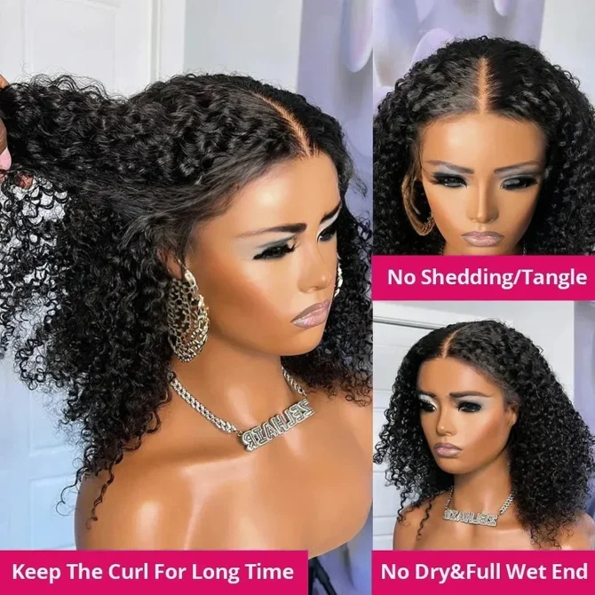 Wear And Go Water Wave Bob Lace Wig For Women Curly 6x4 Glueless Human Hair Wig 4x4 Ready To Go Human Hair Wigs Pre-Cut Lace Wig - Image 3