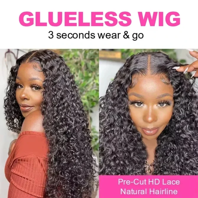Wear And Go Water Wave Bob Lace Wig For Women Curly 6x4 Glueless Human Hair Wig 4x4 Ready To Go Human Hair Wigs Pre-Cut Lace Wig - Image 2